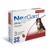 NexGard - овкусени таблетки за защита от бълхи и кърлежи, за кучета с тегло 25 до 50 килограма 